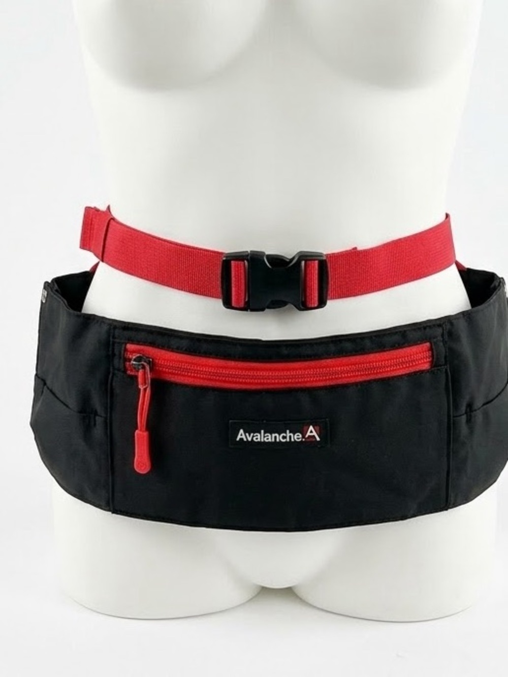 Avalanche Black Waist Pouch with Red Strap